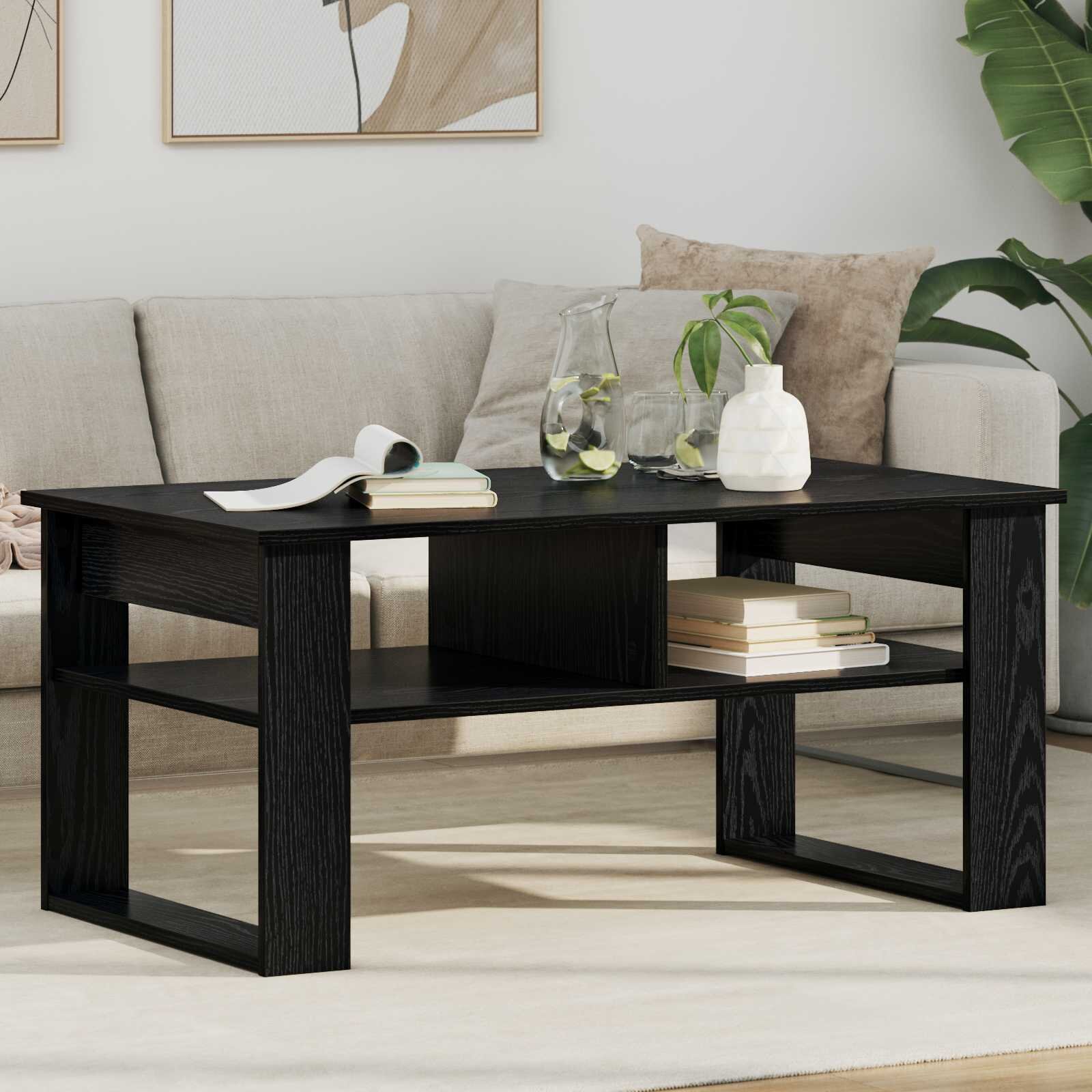 vidaXL Масичка за кафе Черния дъб 96 x 54 x 44 см Инженерна дървесина