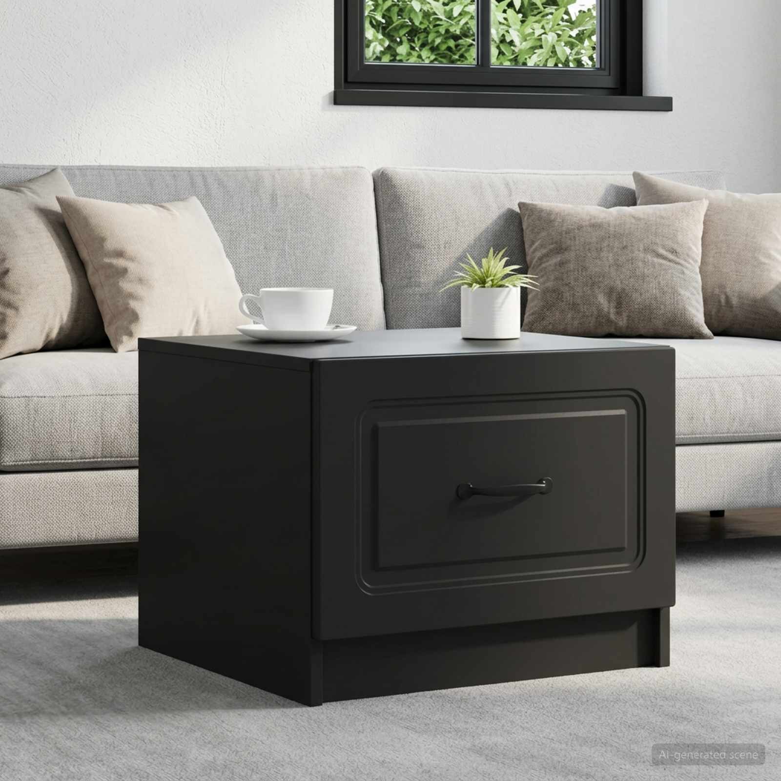 vidaXL Масичка за кафе Черно 49 x 50 x 37 см Инженерна дървесина