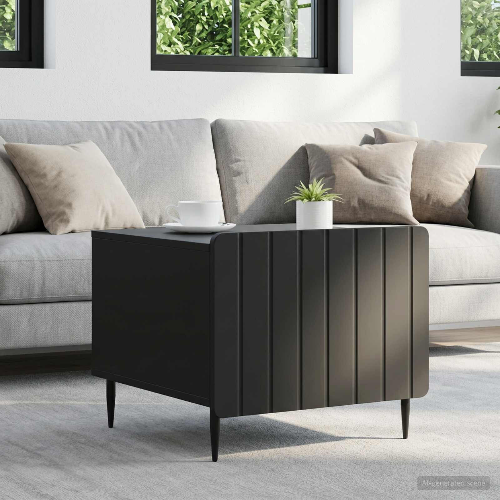 vidaXL Масичка за кафе Черно 49 x 50 x 42 см Инженерна дървесина