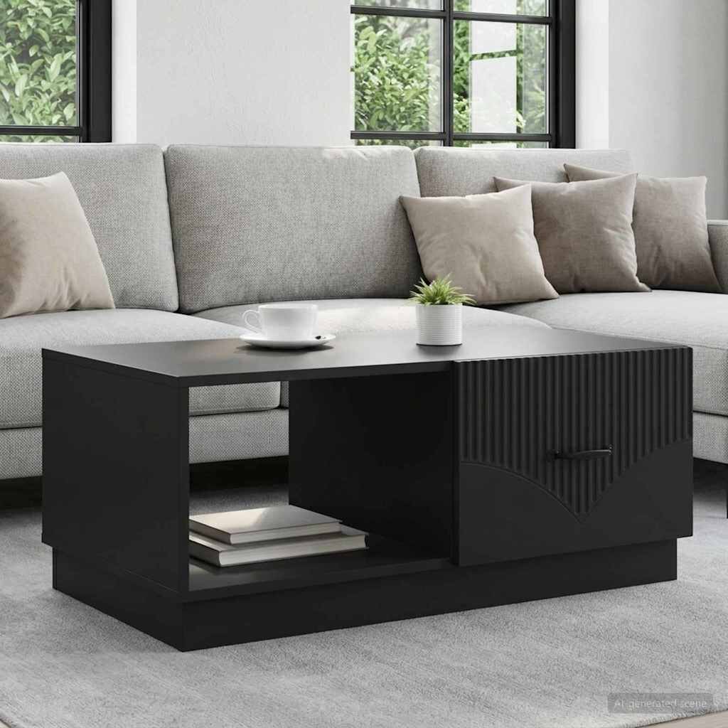 vidaXL Масичка за кафе Черно 90 x 50 x 37 см Инженерна дървесина