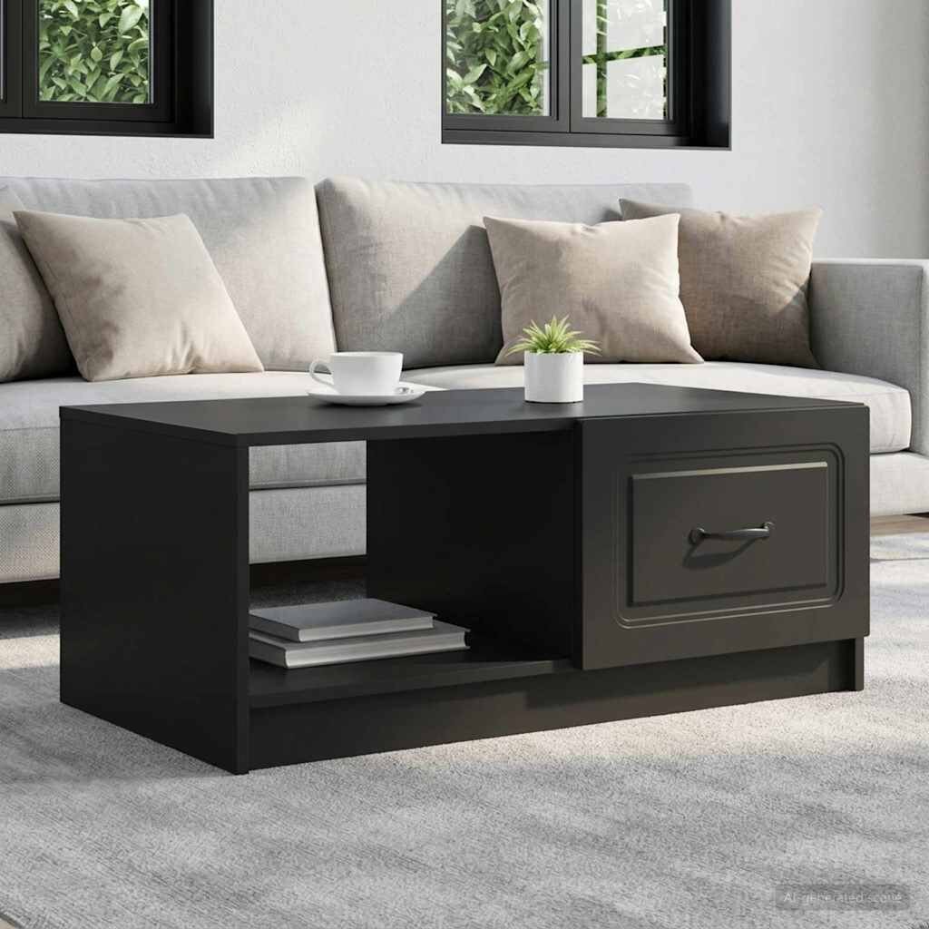 vidaXL Масичка за кафе Черно 90 x 50 x 37 см Инженерна дървесина