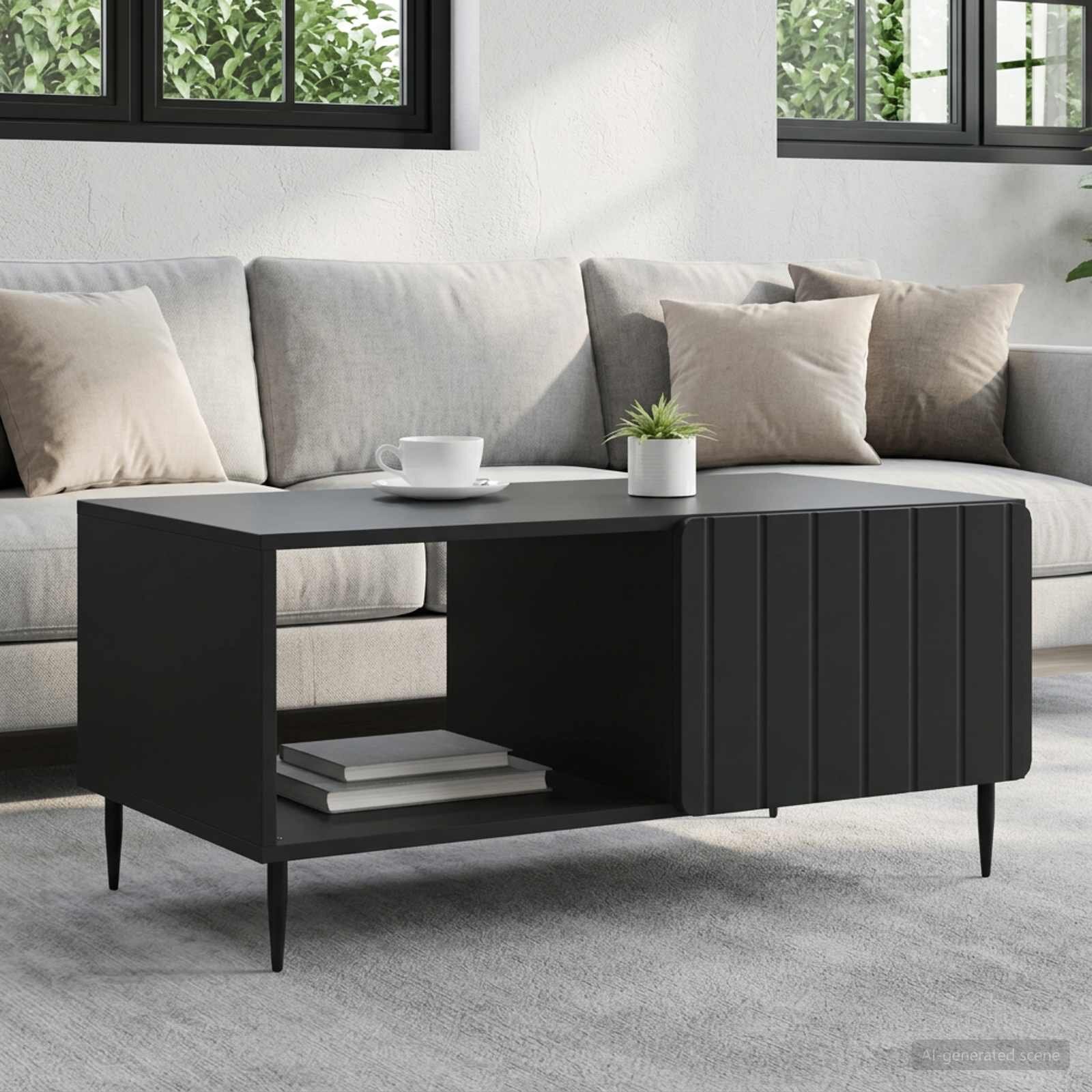 vidaXL Масичка за кафе Черно 90 x 50 x 40 cm Инженерна дървесина