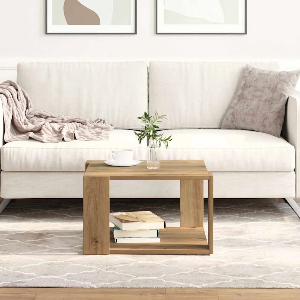 vidaXL Масичка за кафе Дъб 515 x 515 x 30 см Инженерна дървесина