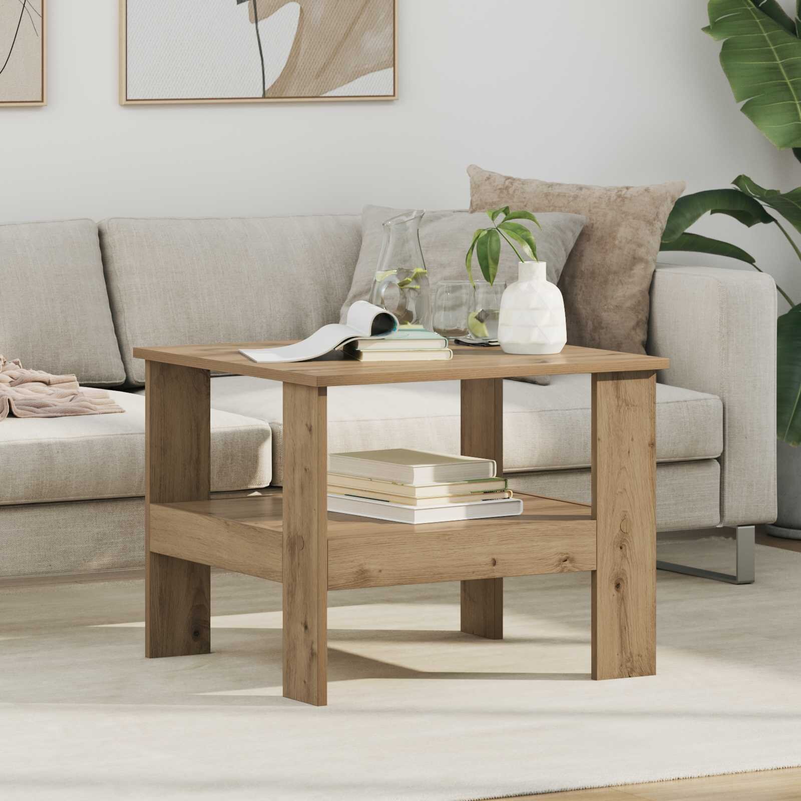 vidaXL Масичка за кафе Дъб 57 x 55 x 45 см Инженерна дървесина