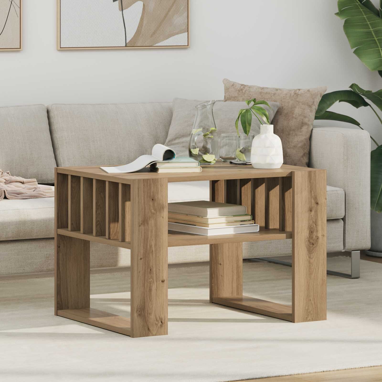 vidaXL Масичка за кафе Дъб 66 x 495 x 45 см Инженерна дървесина