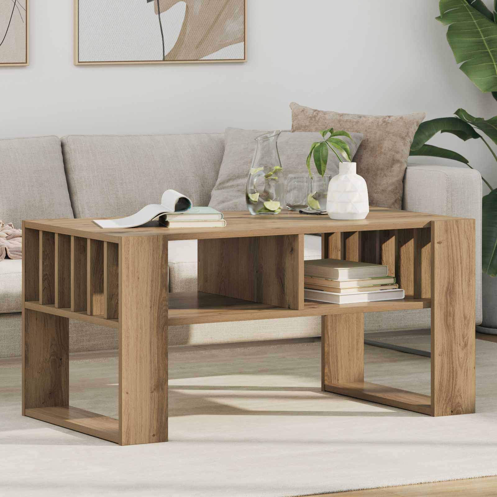 vidaXL Масичка за кафе Дъб 92 x 495 x 45 см Инженерна дървесина