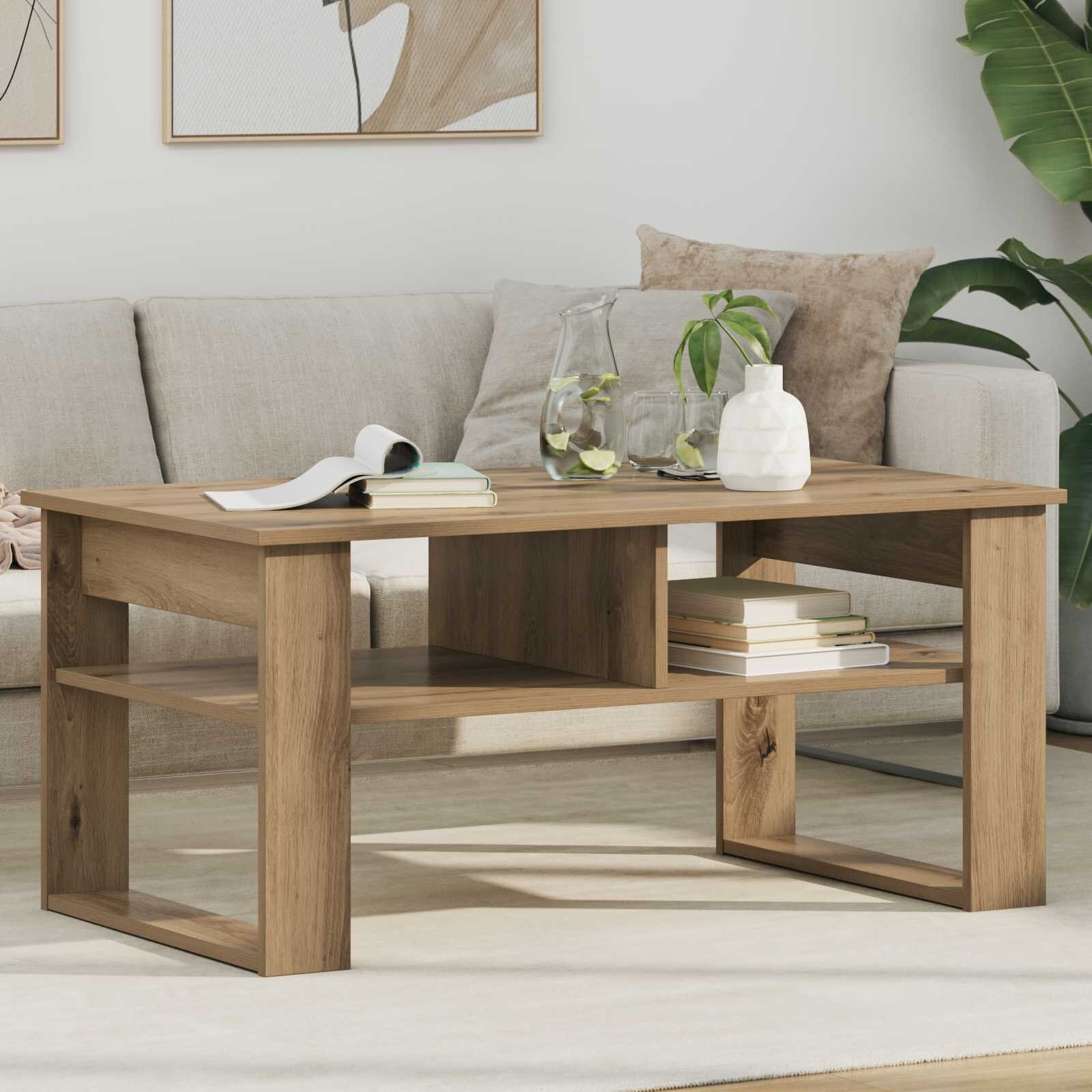 vidaXL Масичка за кафе Дъб 96 x 54 x 44 см Инженерна дървесина