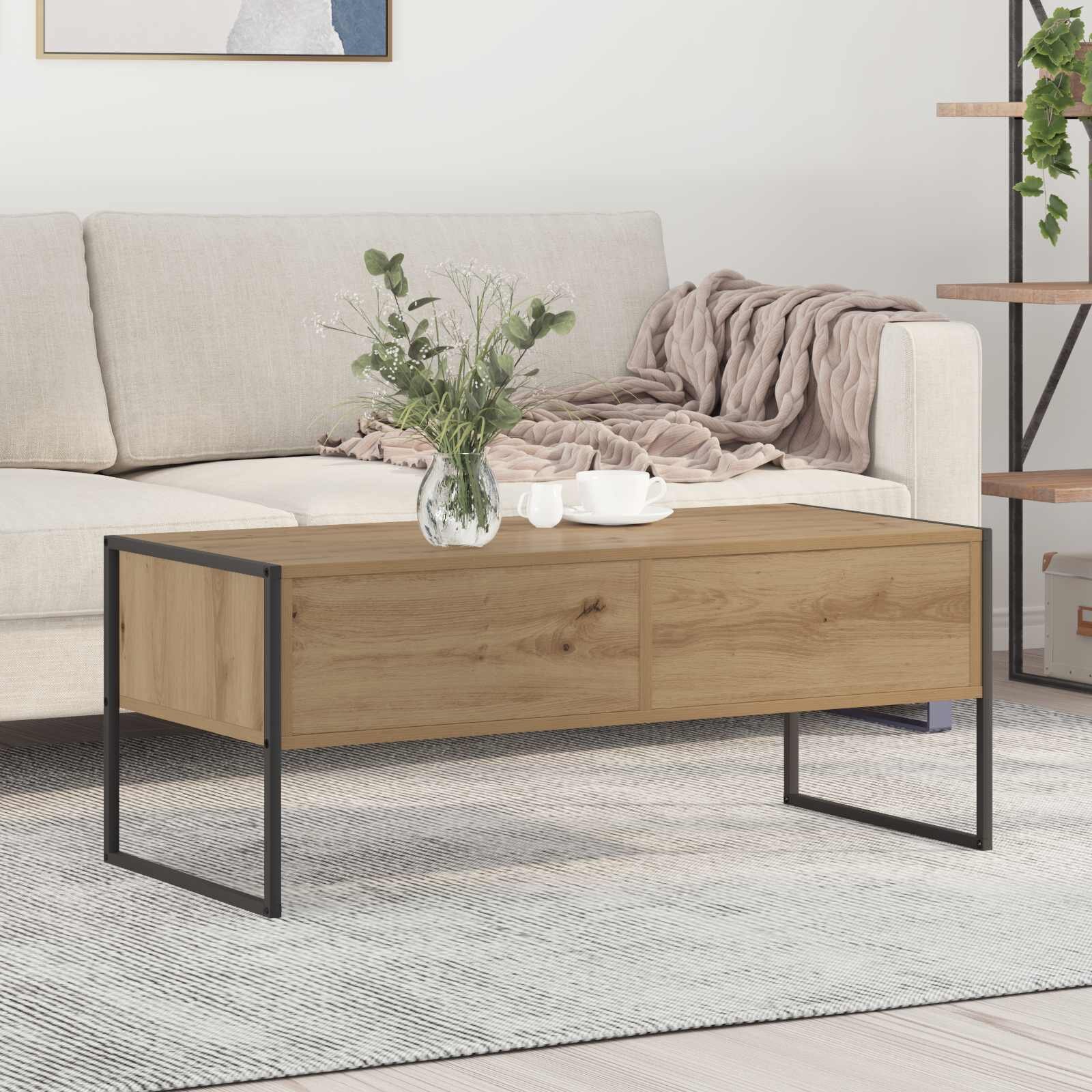 vidaXL Масичка за кафе Дъб Артизан 100 x 46 x 40 см