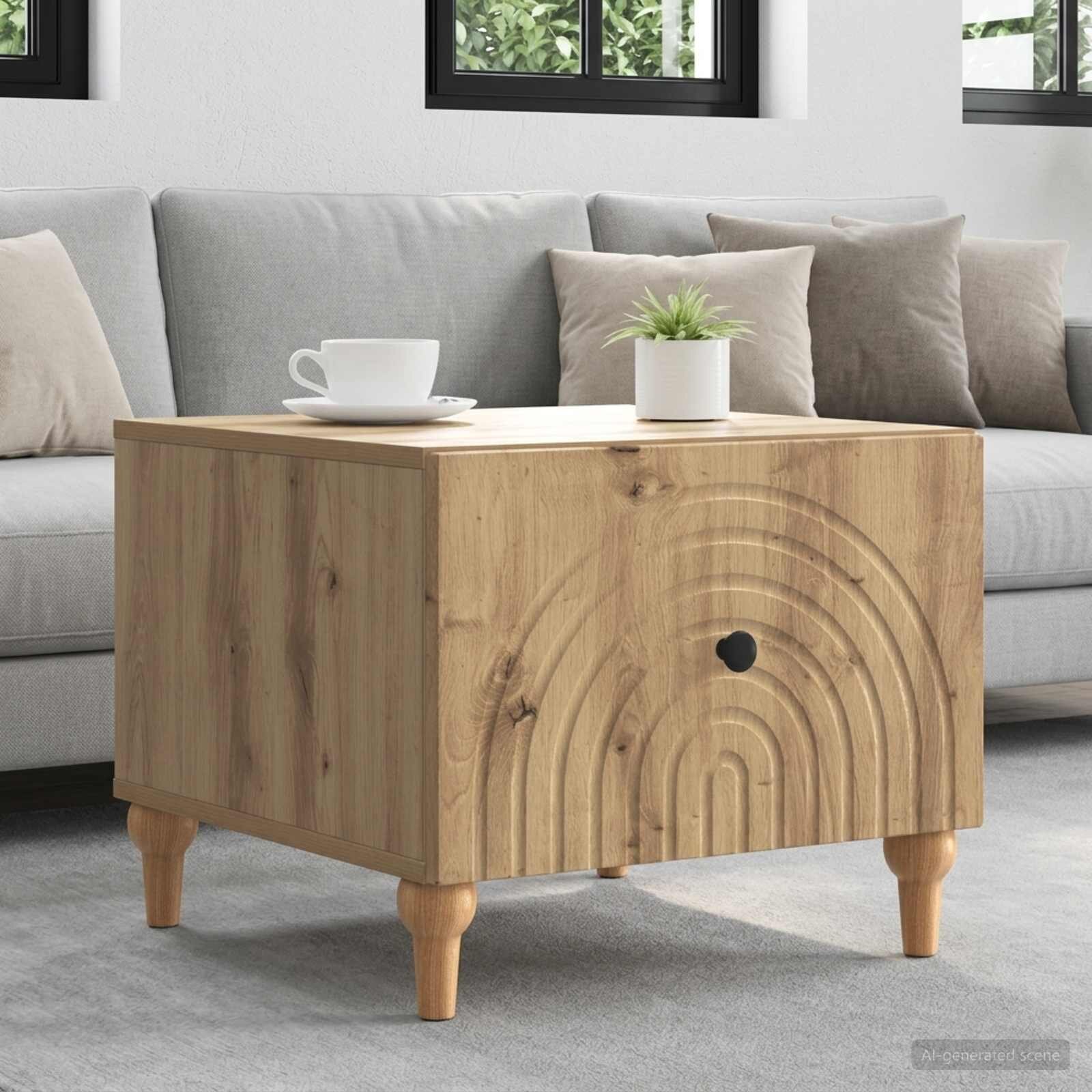 vidaXL Масичка за кафе Дъб артизан 49 x 50 x 40 см Инженерна дървесина
