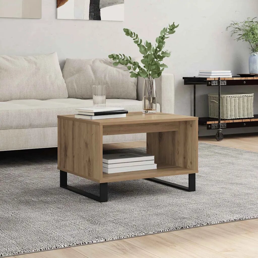 vidaXL Масичка за кафе дъб артизан 60 x 50 x 40 см Инженерна дървесина