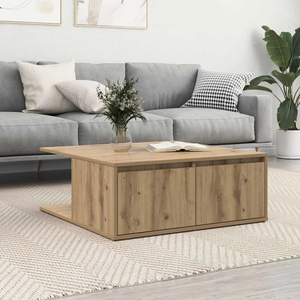 vidaXL Масичка за кафе дъб артизан 80 x 80 x 31.5 см