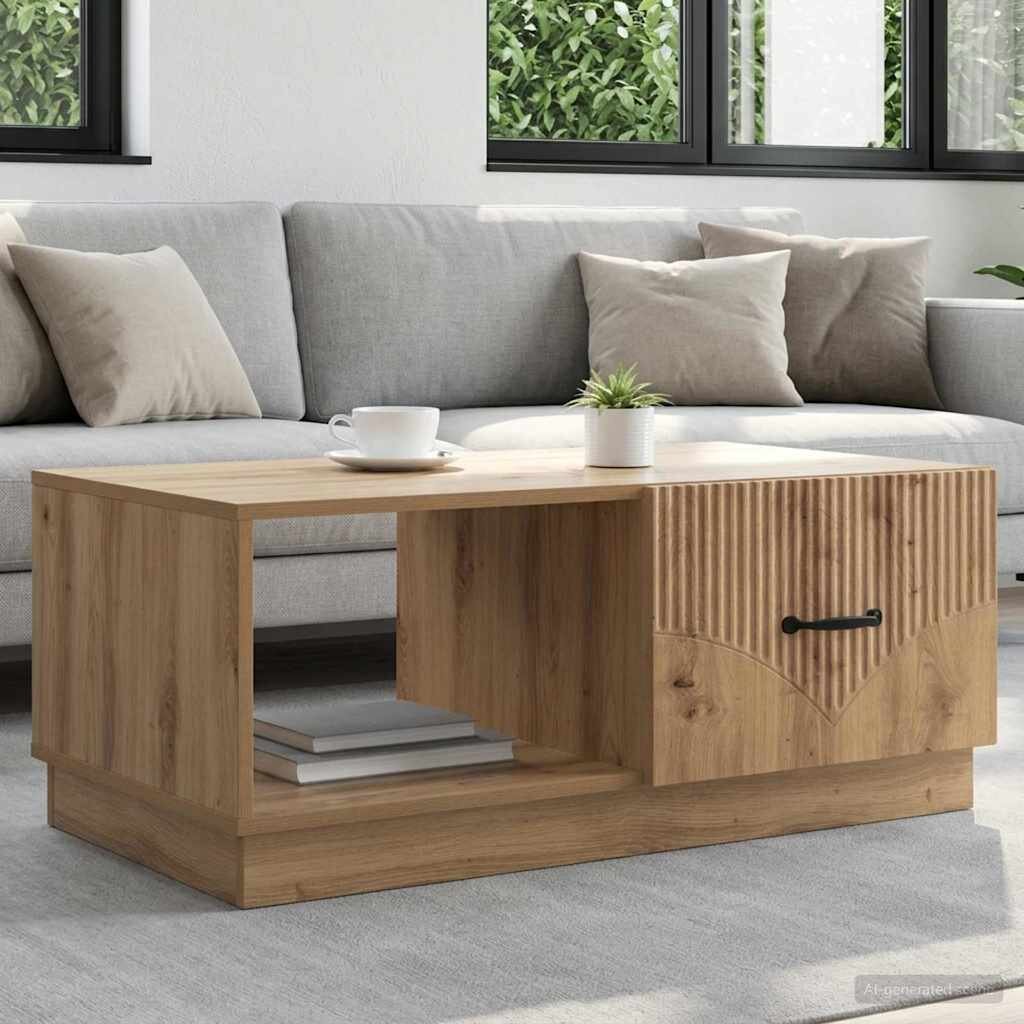 vidaXL Масичка за кафе Дъб артизан 90 x 50 x 37 см Инженерна дървесина