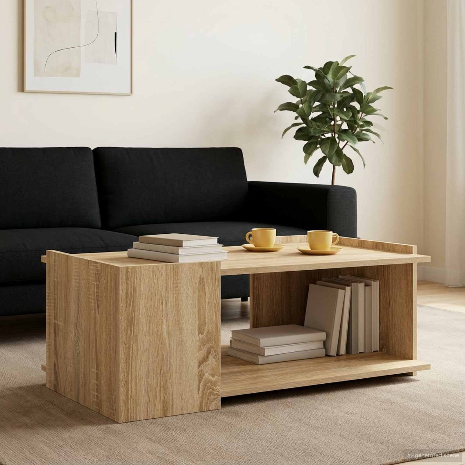 vidaXL Масичка за кафе Дъб сонома 90 x 50 x 33 см Инженерна дървесина
