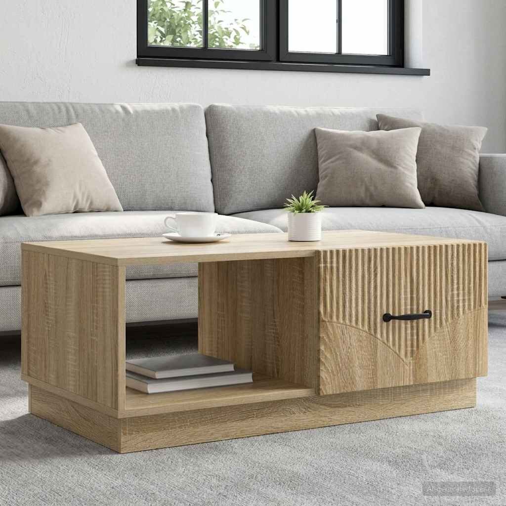 vidaXL Масичка за кафе Дъб сонома 90 x 50 x 37 см Инженерна дървесина