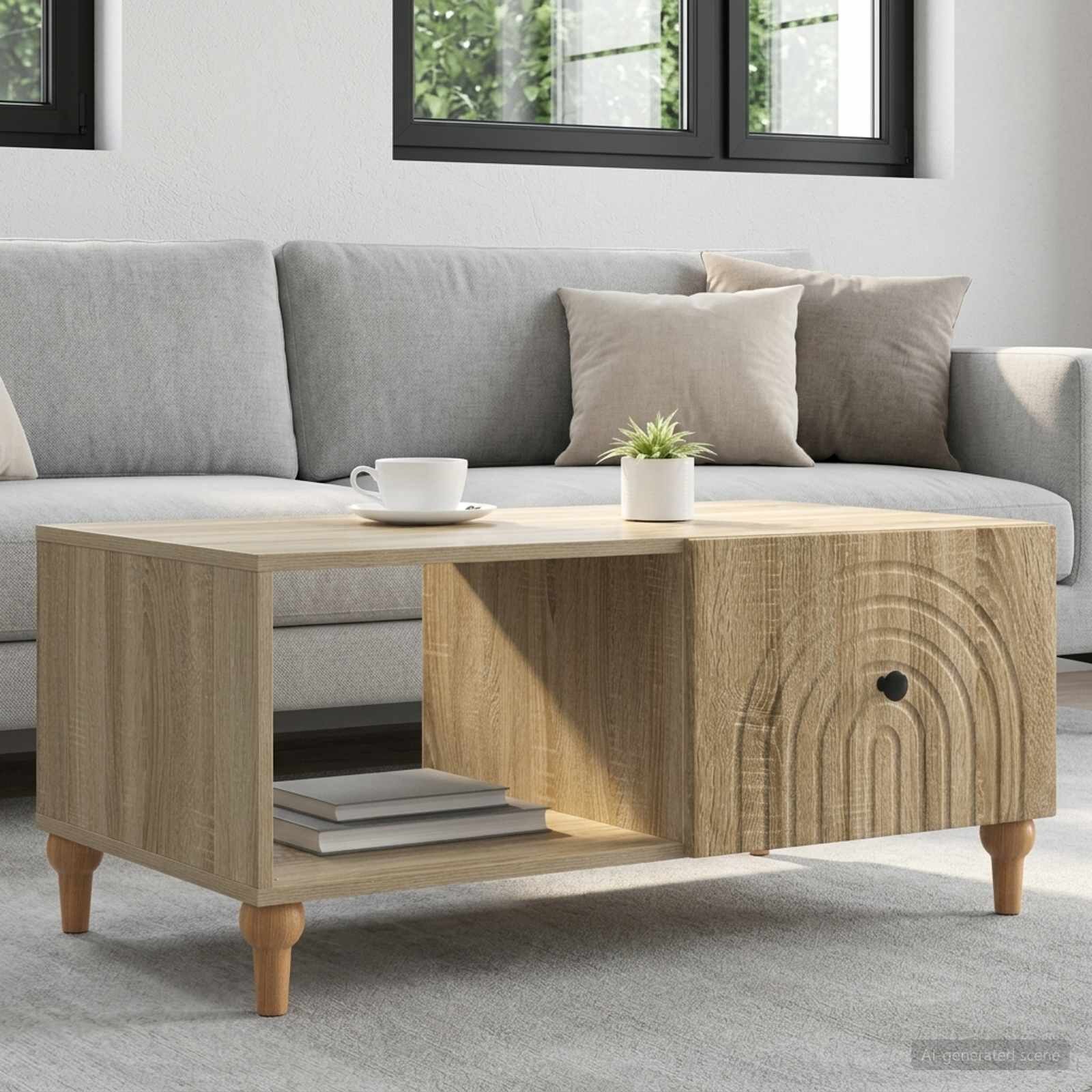 vidaXL Масичка за кафе Дъб сонома 90 x 50 x 40 cm Инженерна дървесина