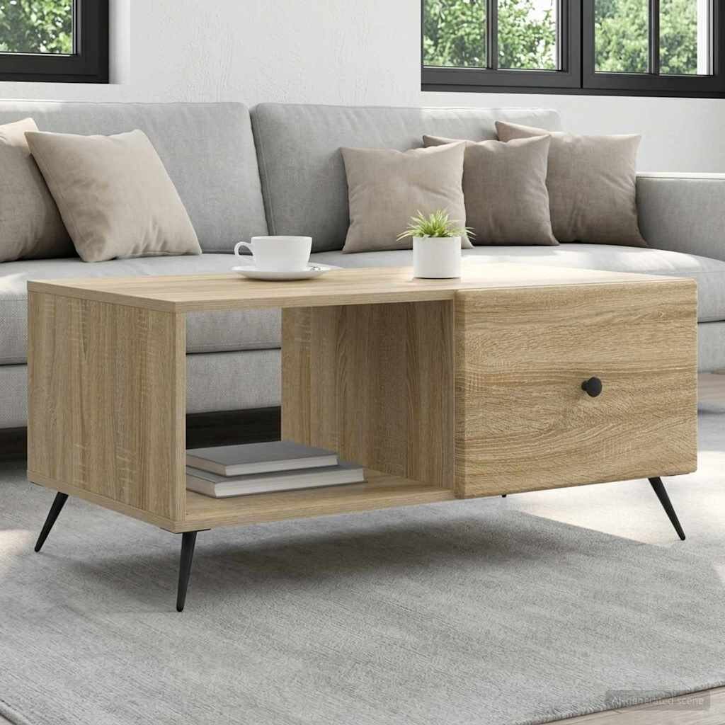 vidaXL Масичка за кафе Дъб сонома 90 x 50 x 40 cm Инженерна дървесина