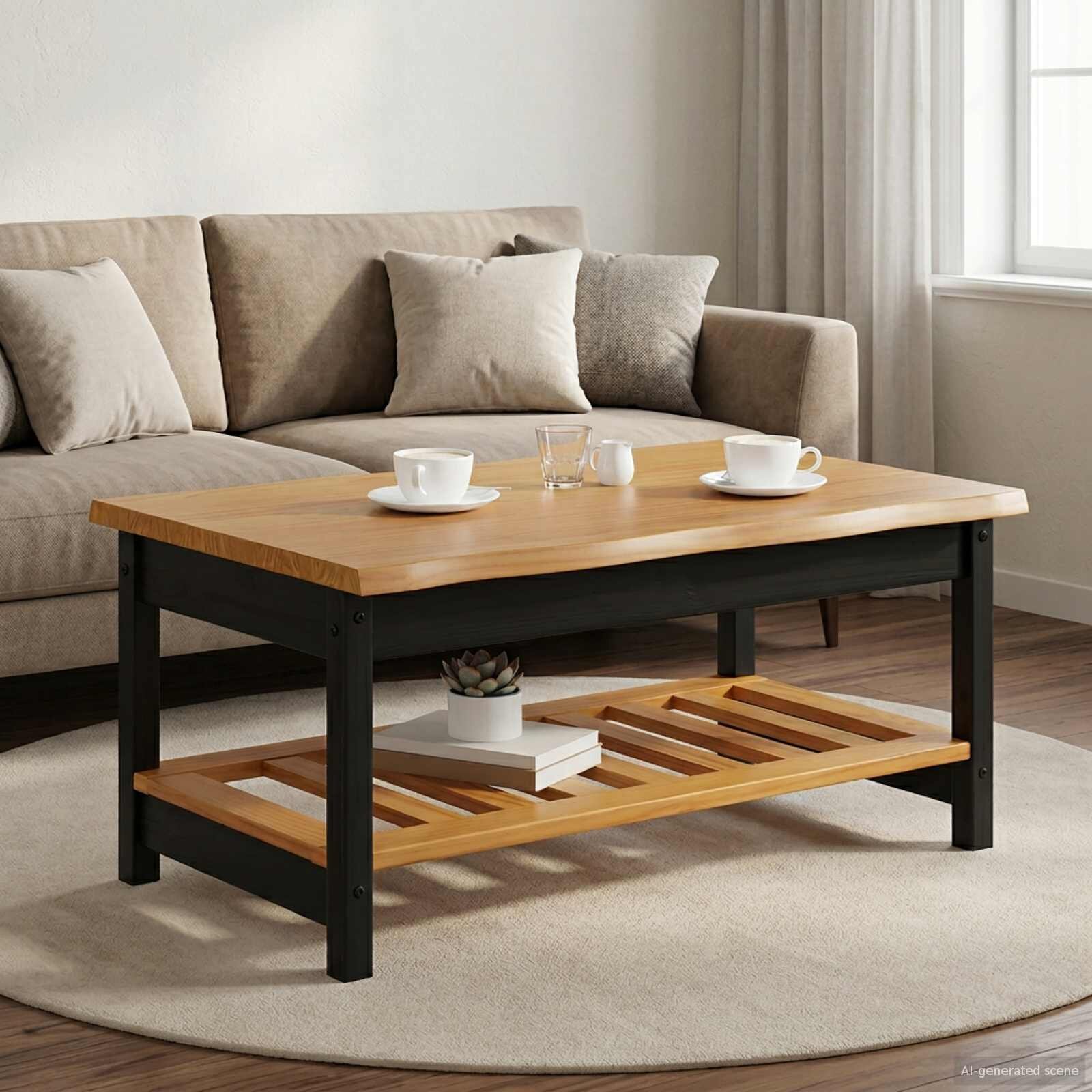 vidaXL Масичка за кафе EKAI Черно 100 x 60 x 455 см