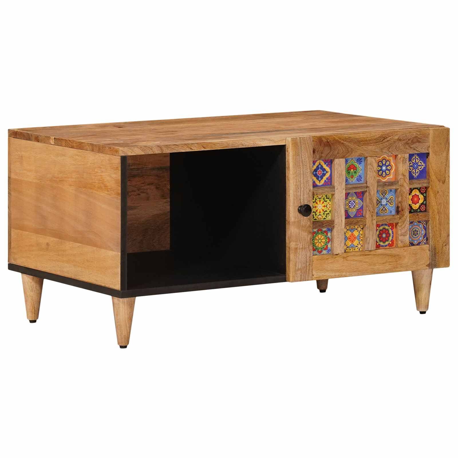 vidaXL Масичка за кафе Естествен 80 x 50 x 40 cm Солидно мангово дърво