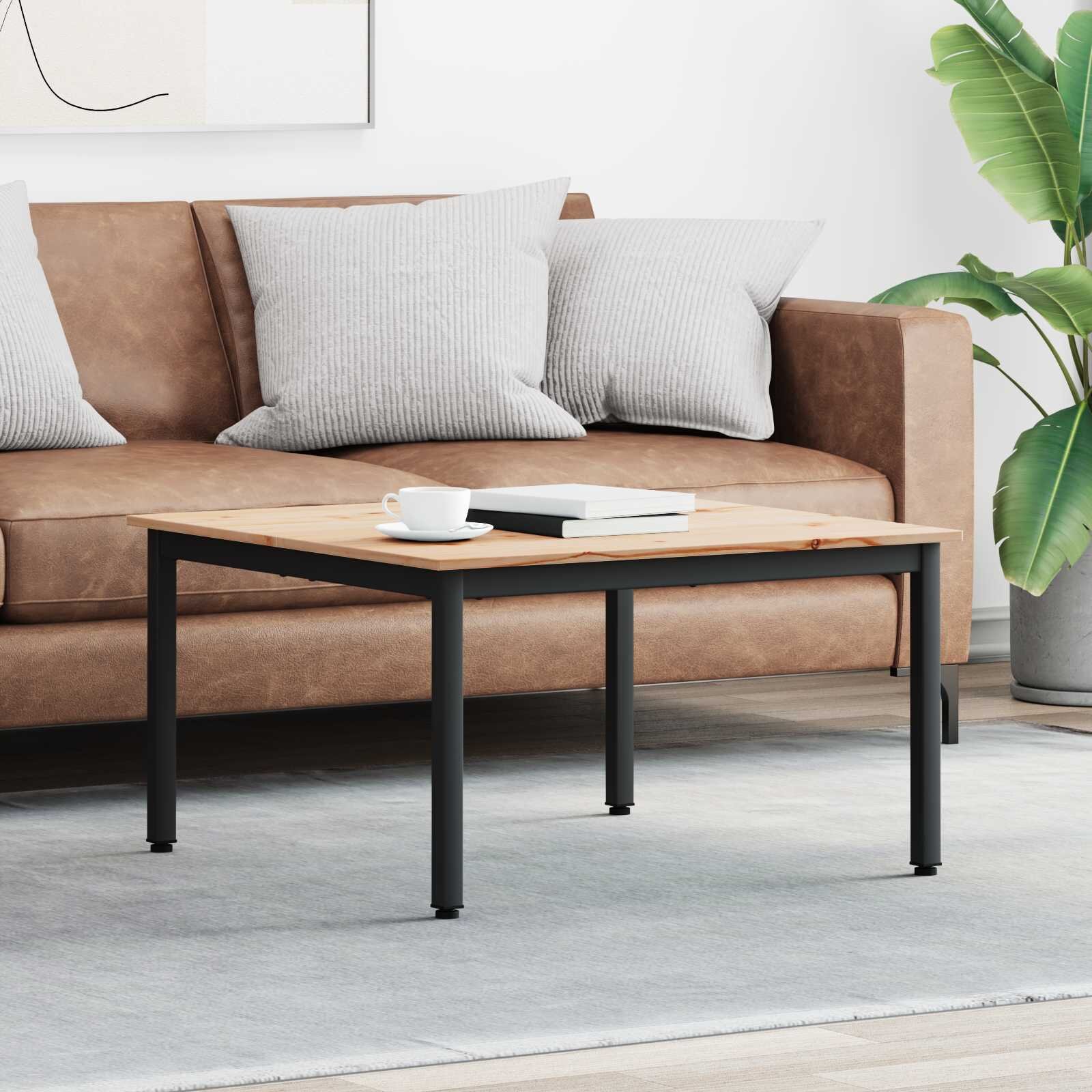 vidaXL Масичка за кафе Естествен 80 x 80 x 45 cm Солидно борово дърво