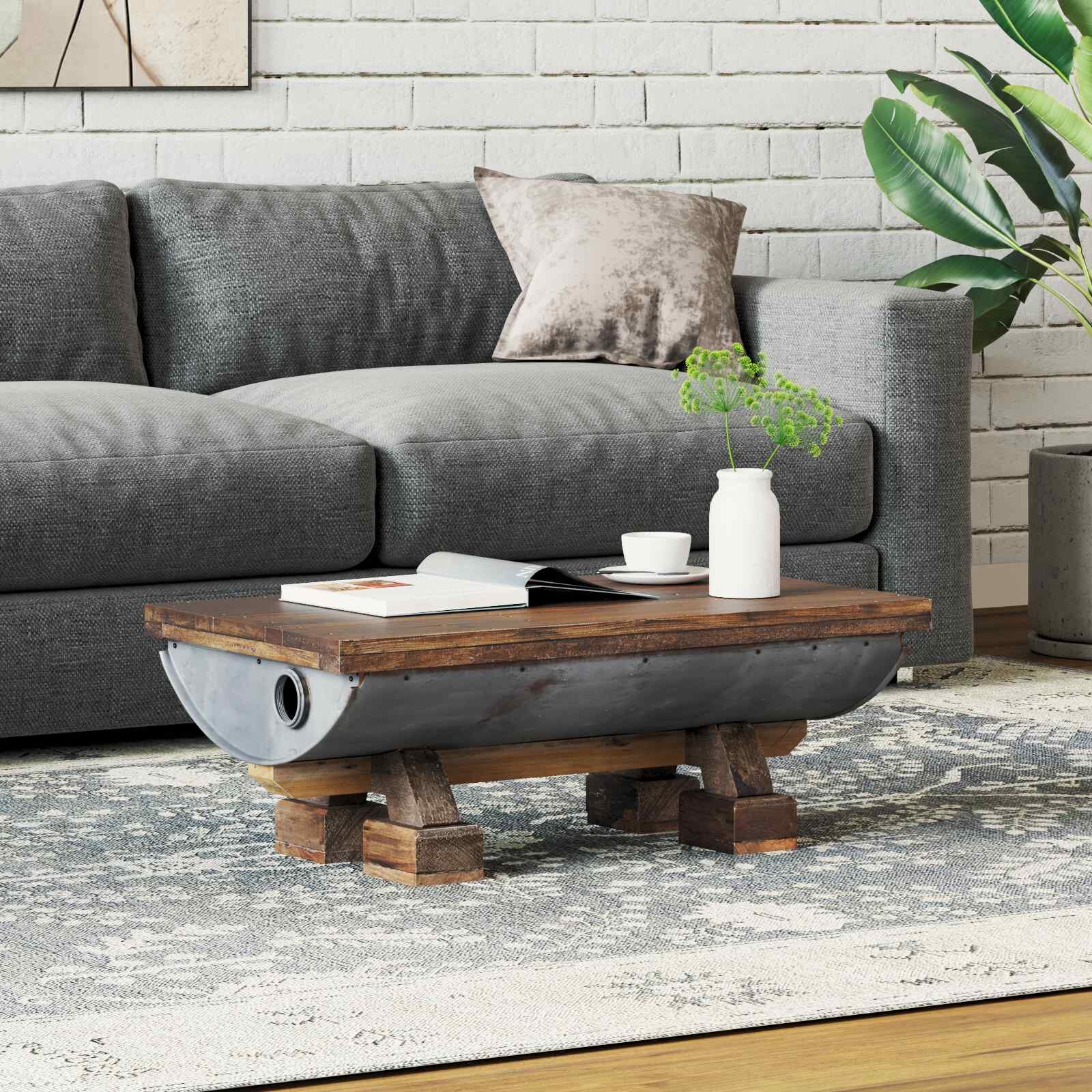 vidaXL Масичка за кафе Естествен 90 x 50 x 35 cm Дърво