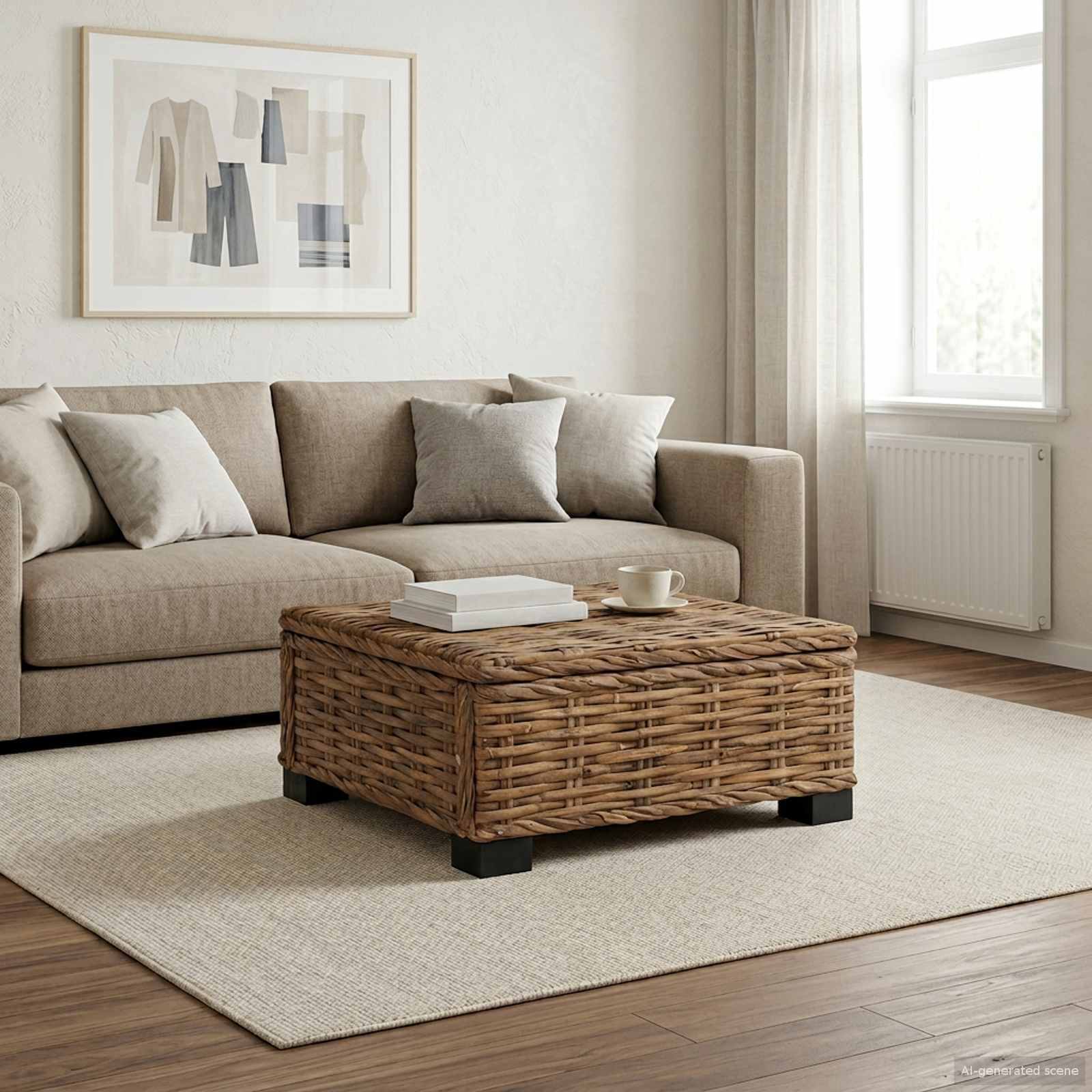 vidaXL Масичка за кафе GENDT Натурален ратан Натурално 67 x 60 x 30 см
