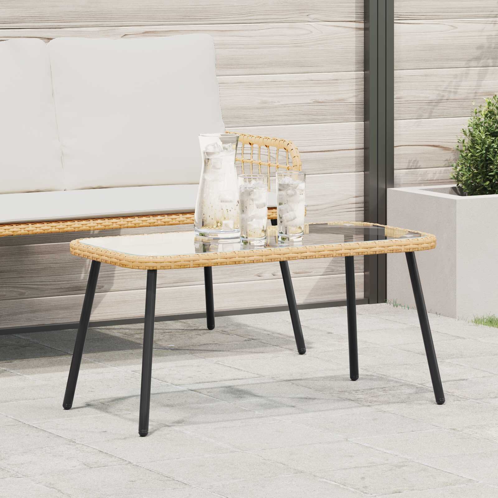 vidaXL Масичка за кафе Кафяв и черен 90 x 45 x 43 см полиратан