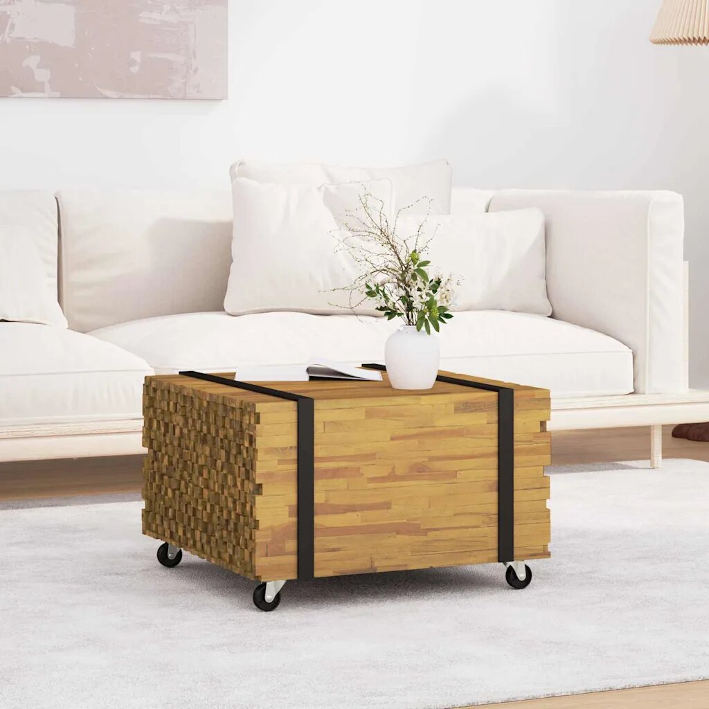 vidaXL Масичка за кафе Кафяво 60 x 60 x 38 cm Солидно тиково дърво