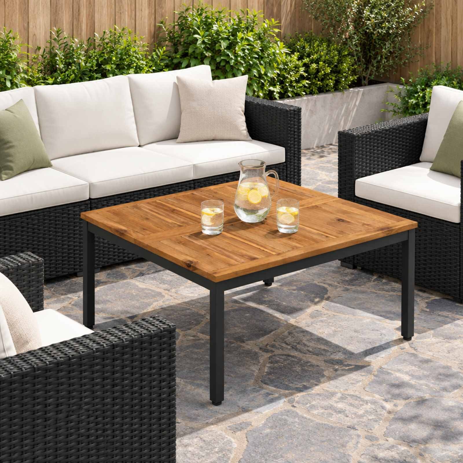 vidaXL Масичка за кафе NAARDEN Естествено и черно 80 x 805 x 45 см