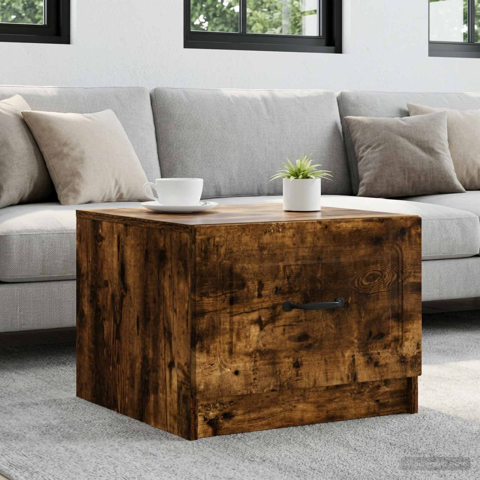 vidaXL Масичка за кафе Опушен дъб 49 x 50 x 37 см Инженерна дървесина