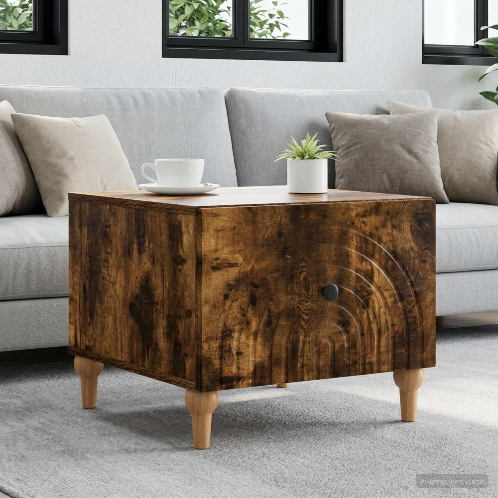 vidaXL Масичка за кафе Опушен дъб 49 x 50 x 40 см Инженерна дървесина
