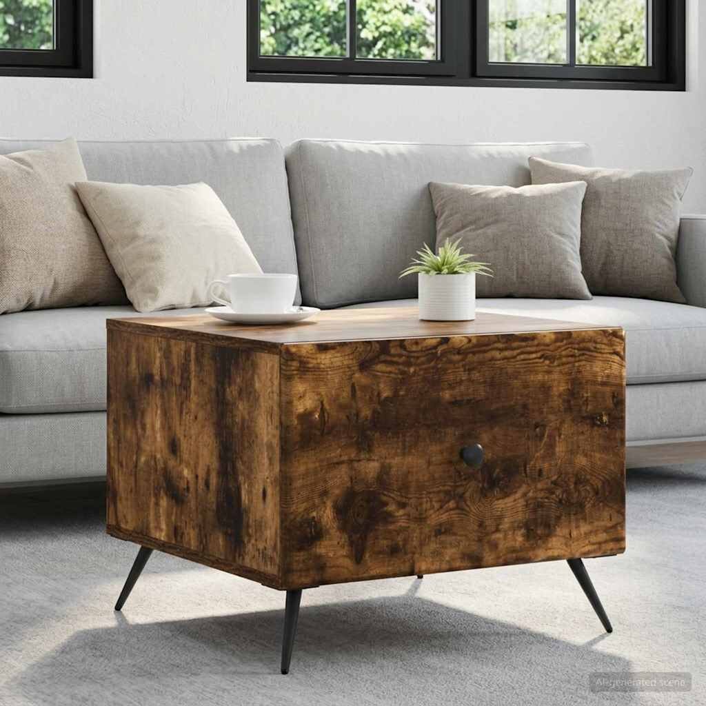 vidaXL Масичка за кафе Опушен дъб 49 x 50 x 40 см Инженерна дървесина