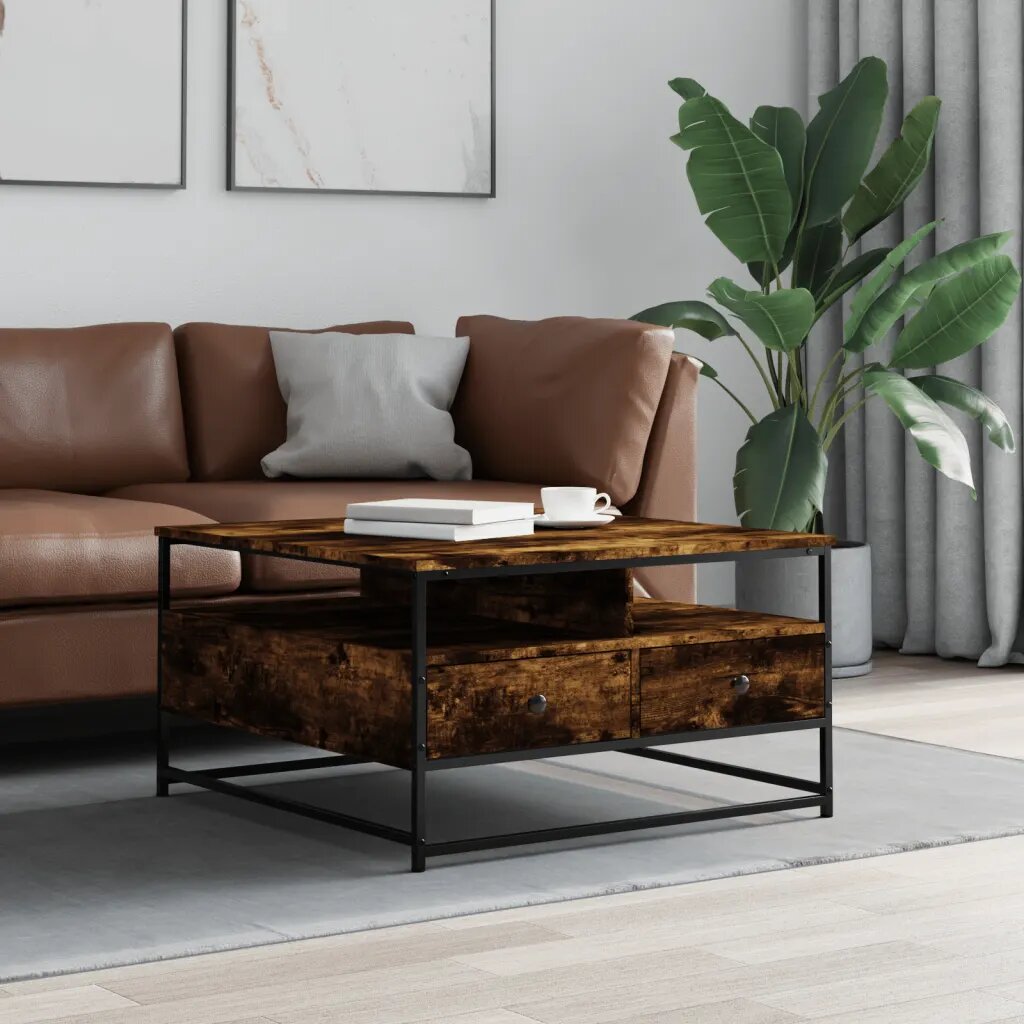 vidaXL Масичка за кафе Опушен дъб 80 x 80 x 45 cm