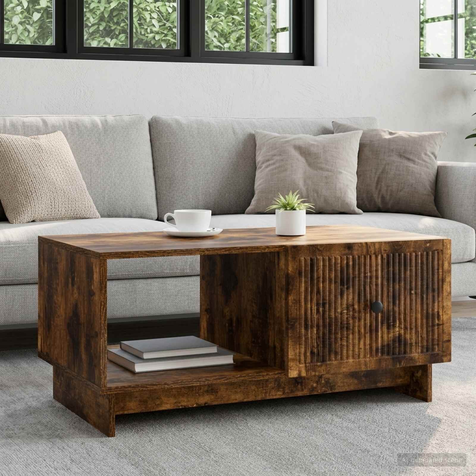 vidaXL Масичка за кафе Опушен дъб 90 x 50 x 40 cm Инженерна дървесина