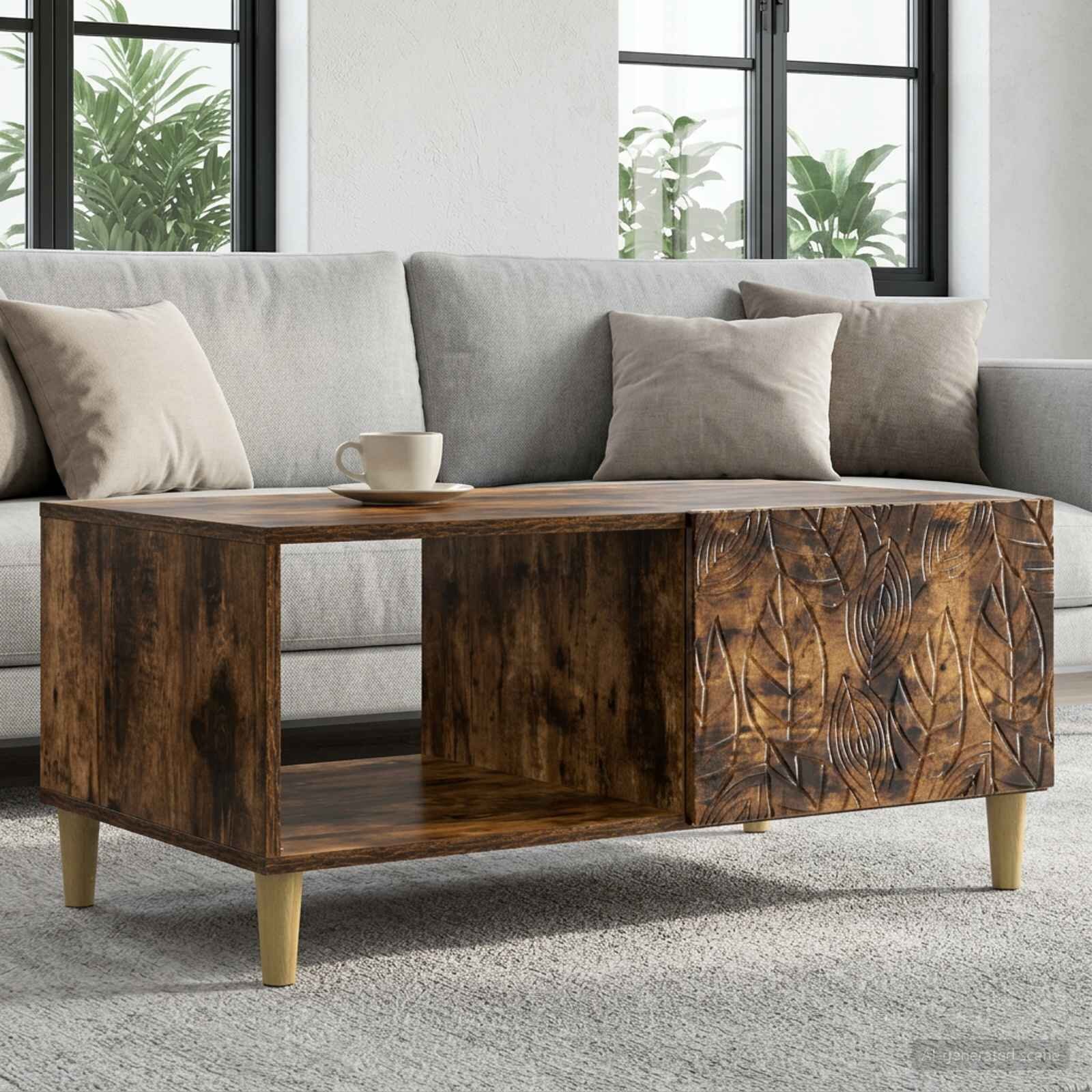 vidaXL Масичка за кафе Опушен дъб 90 x 50 x 40 cm Инженерна дървесина