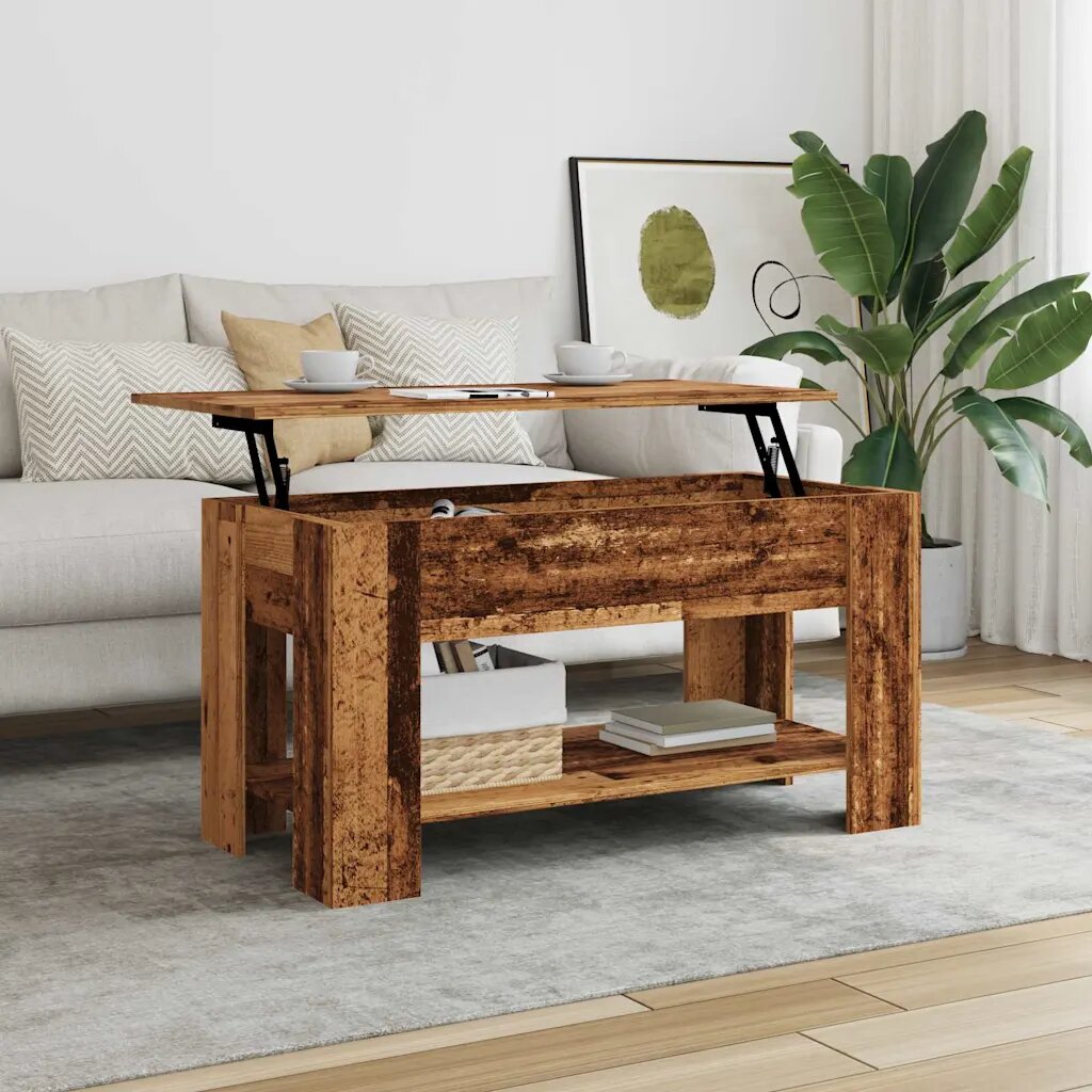vidaXL Масичка за кафе от старо дърво 101x49x52 cm Инженерна дървесина