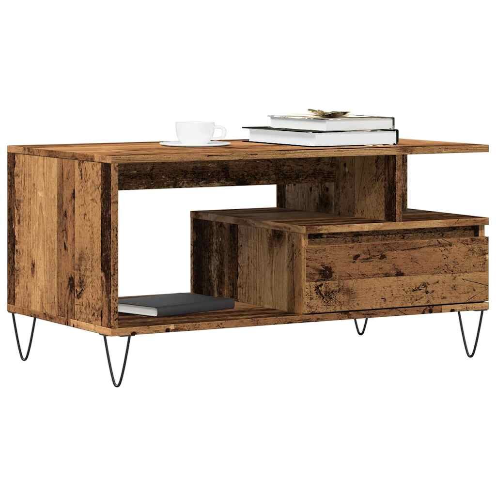 vidaXL Масичка за кафе от старо дърво 90x49x45 cm Инженерна дървесина