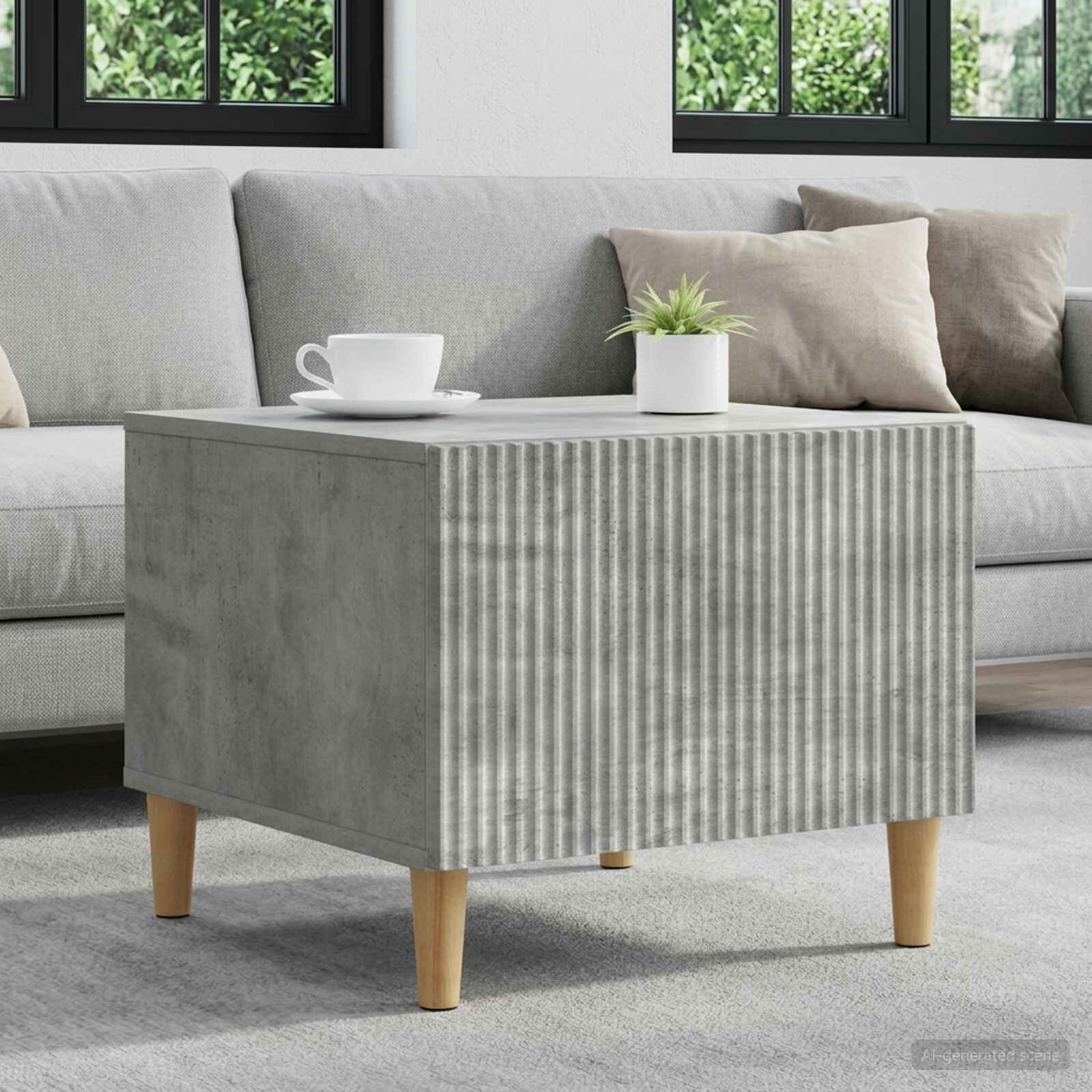 vidaXL Масичка за кафе с чекмедже Бетонно сиво 49 x 50 x 40 см