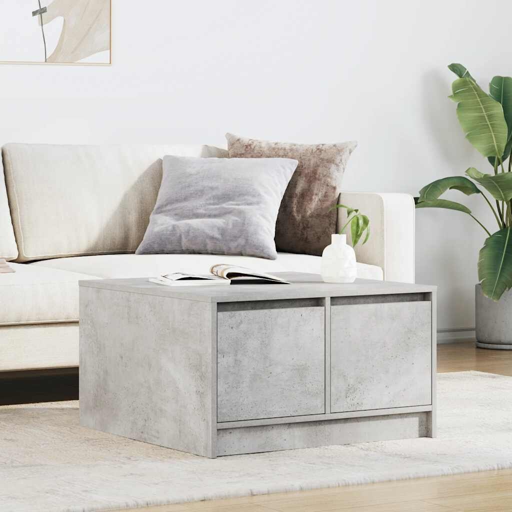 vidaXL Масичка за кафе с чекмеджета бетонно сив 705x70x40 см