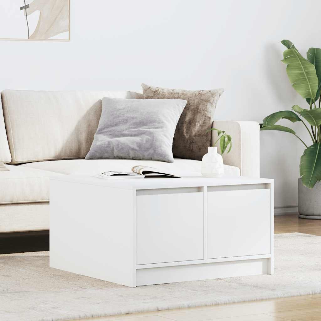 vidaXL Масичка за кафе с чекмеджета бяла 705x70x40 см