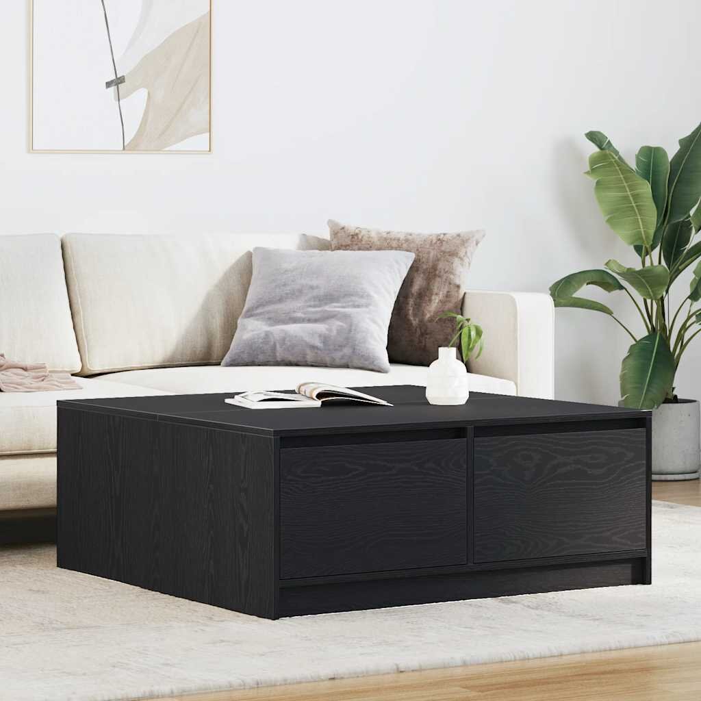 vidaXL Масичка за кафе с чекмеджета Черен дъб 100x100x40 см