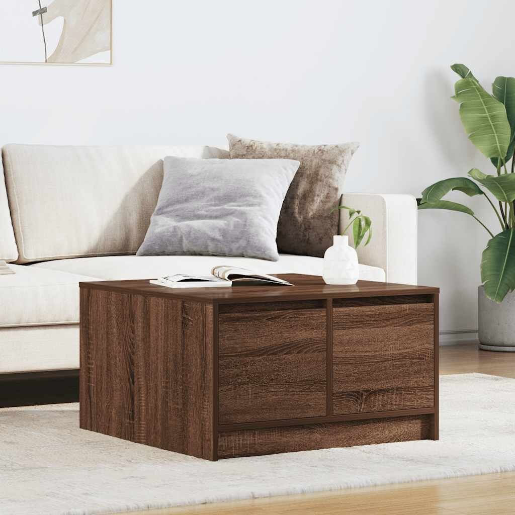 vidaXL Масичка за кафе с чекмеджета kафяв дъб 705x70x40 см