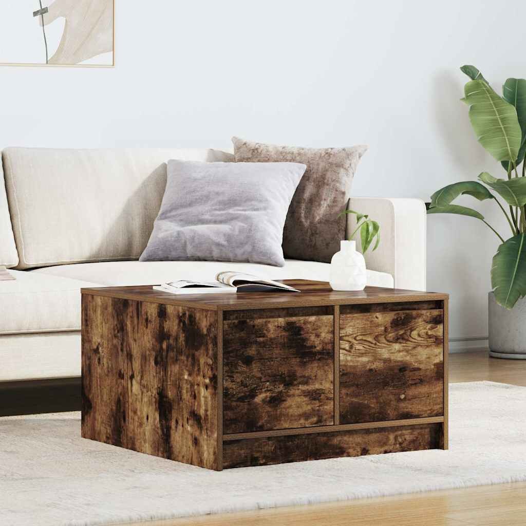 vidaXL Масичка за кафе с чекмеджета опушен дъб 705x70x40 см