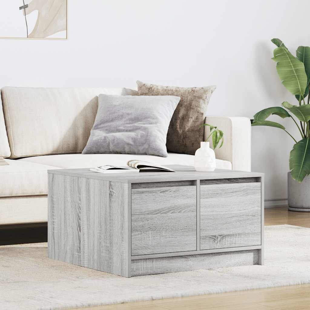 vidaXL Масичка за кафе с чекмеджета сив сонома 705x70x40 см