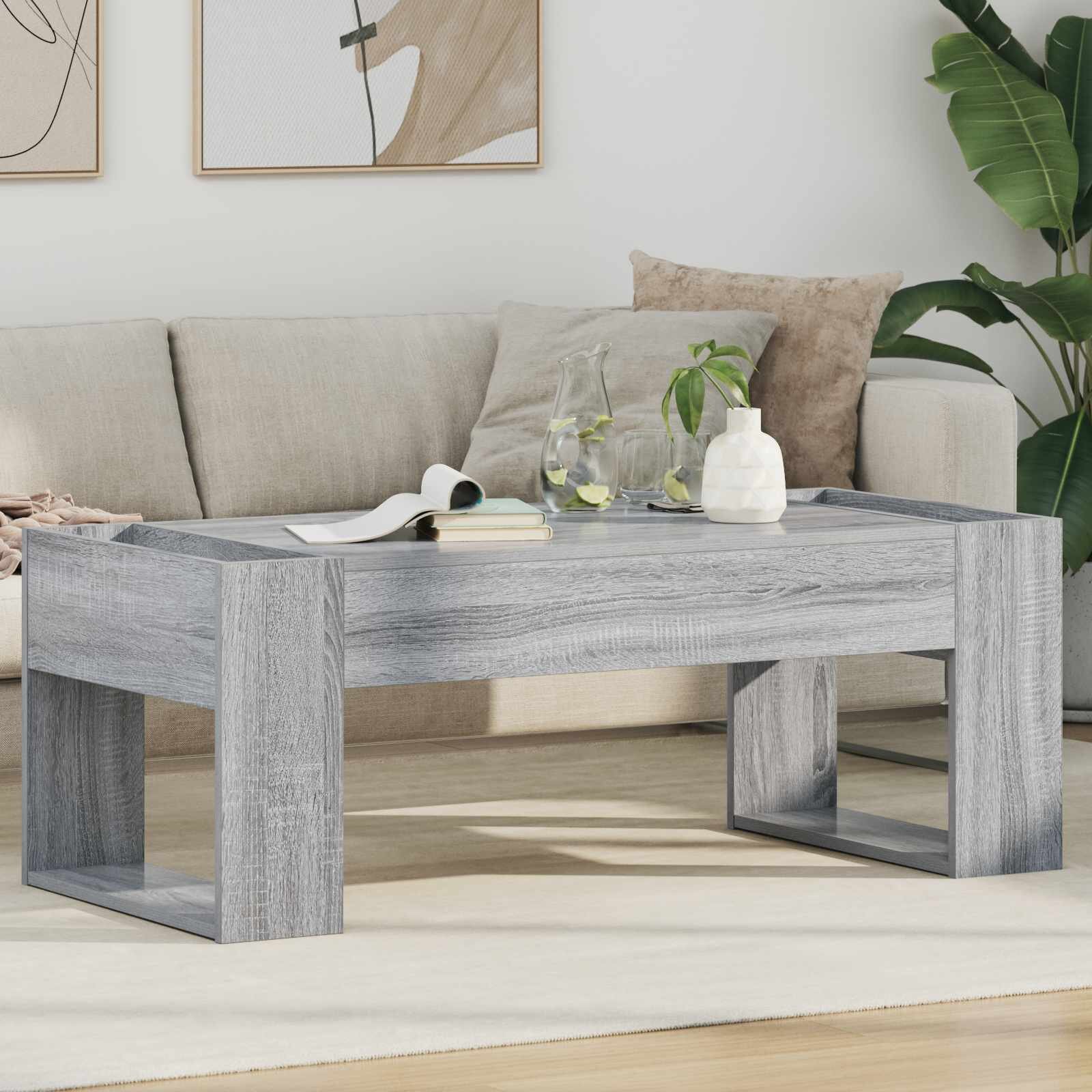 vidaXL Масичка за кафе Сив Сонома 110 x 50 x 41 см Инженерна дървесина