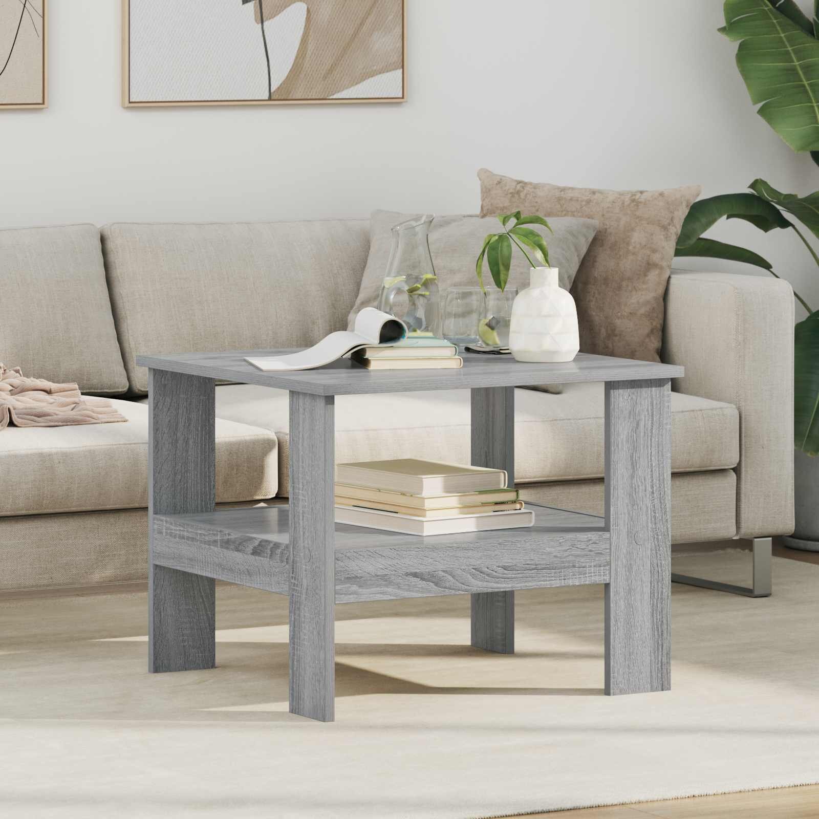 vidaXL Масичка за кафе Сив Сонома 57 x 55 x 45 см Инженерна дървесина