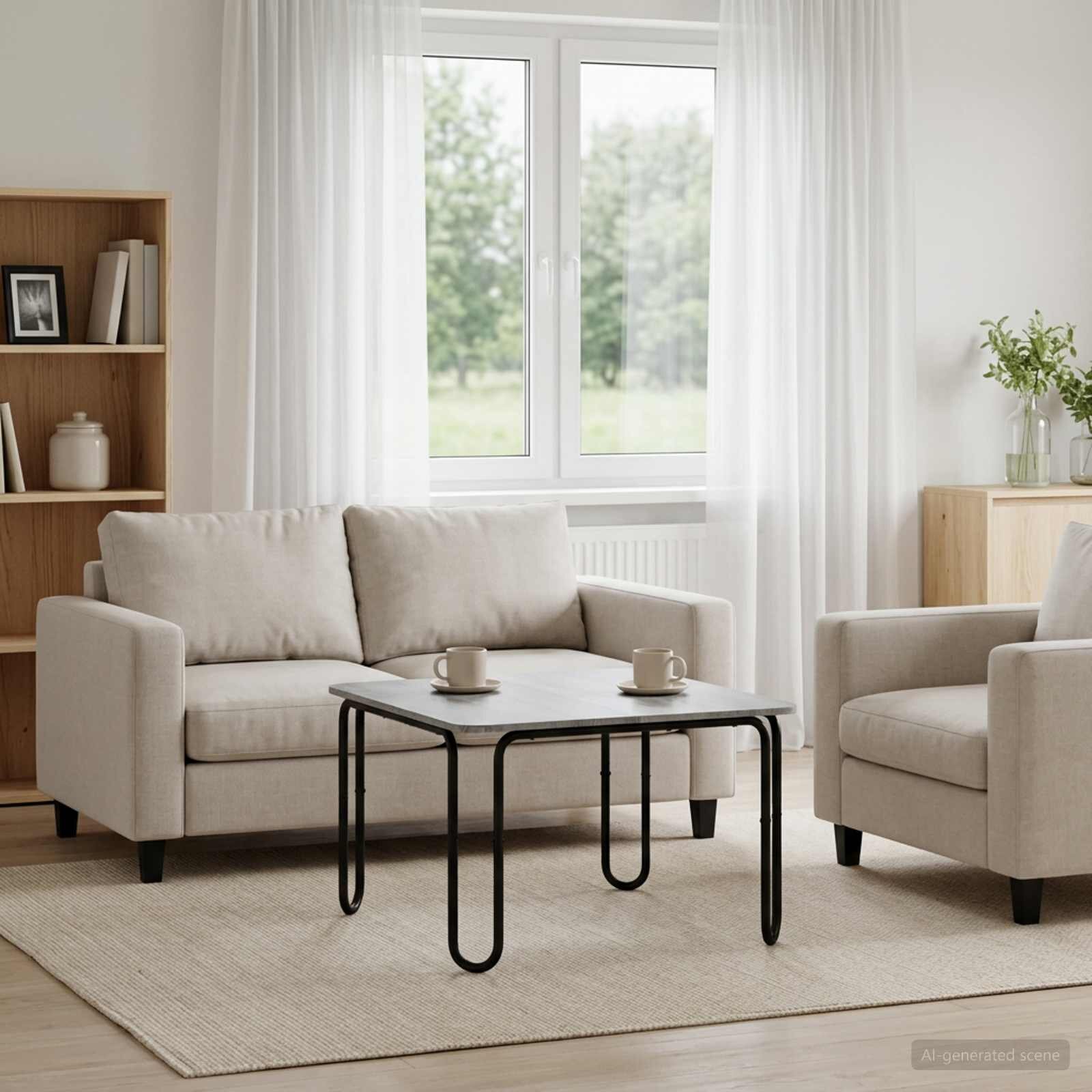 vidaXL Масичка за кафе Сив Сонома 59 x 59 x 45 см Инженерна дървесина