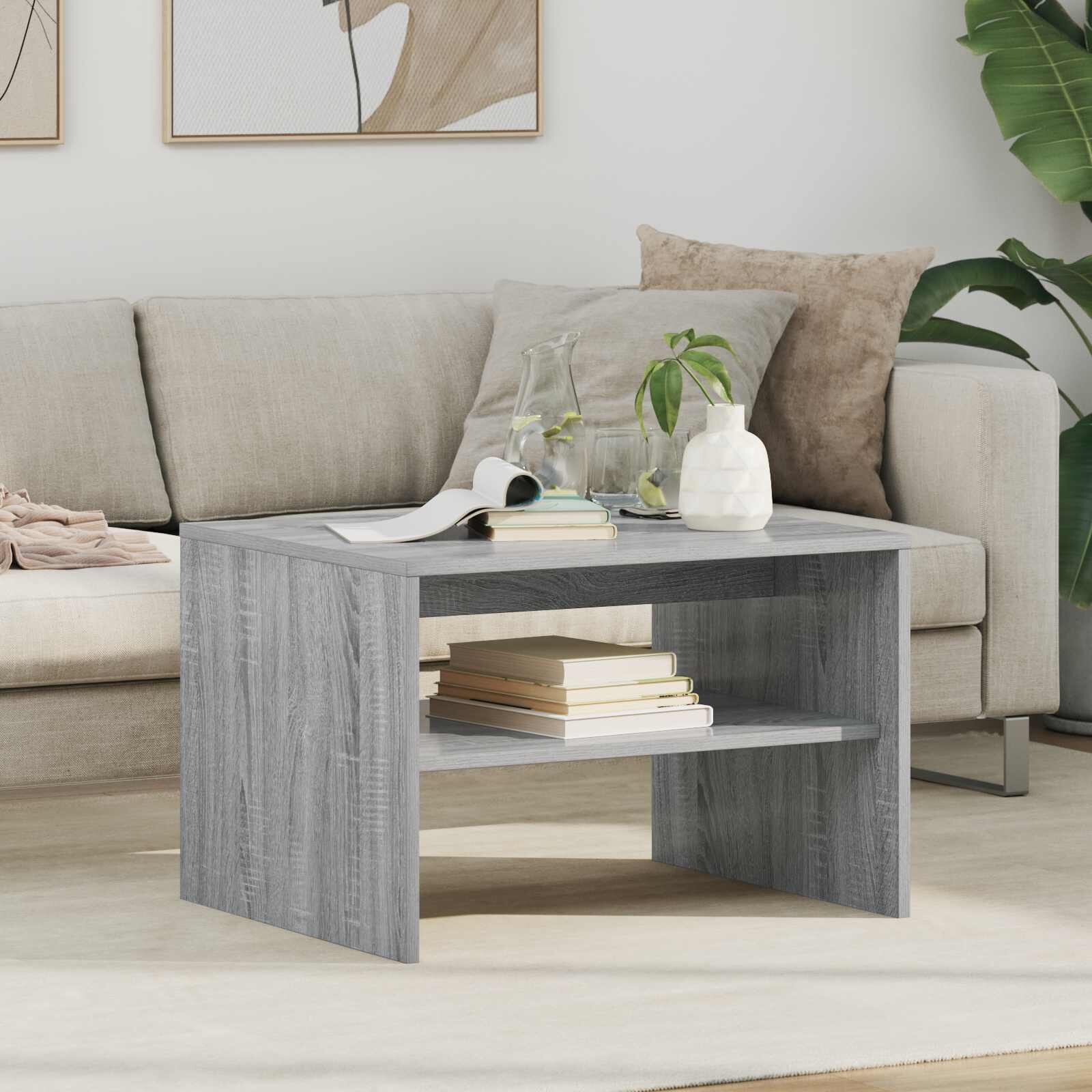 vidaXL Масичка за кафе Сив Сонома 60 x 50 x 40 см Инженерна дървесина