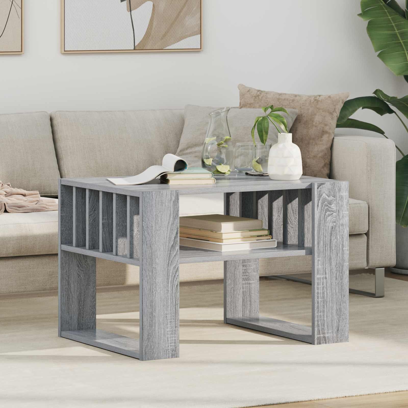 vidaXL Масичка за кафе Сив Сонома 66 x 495 x 45 см