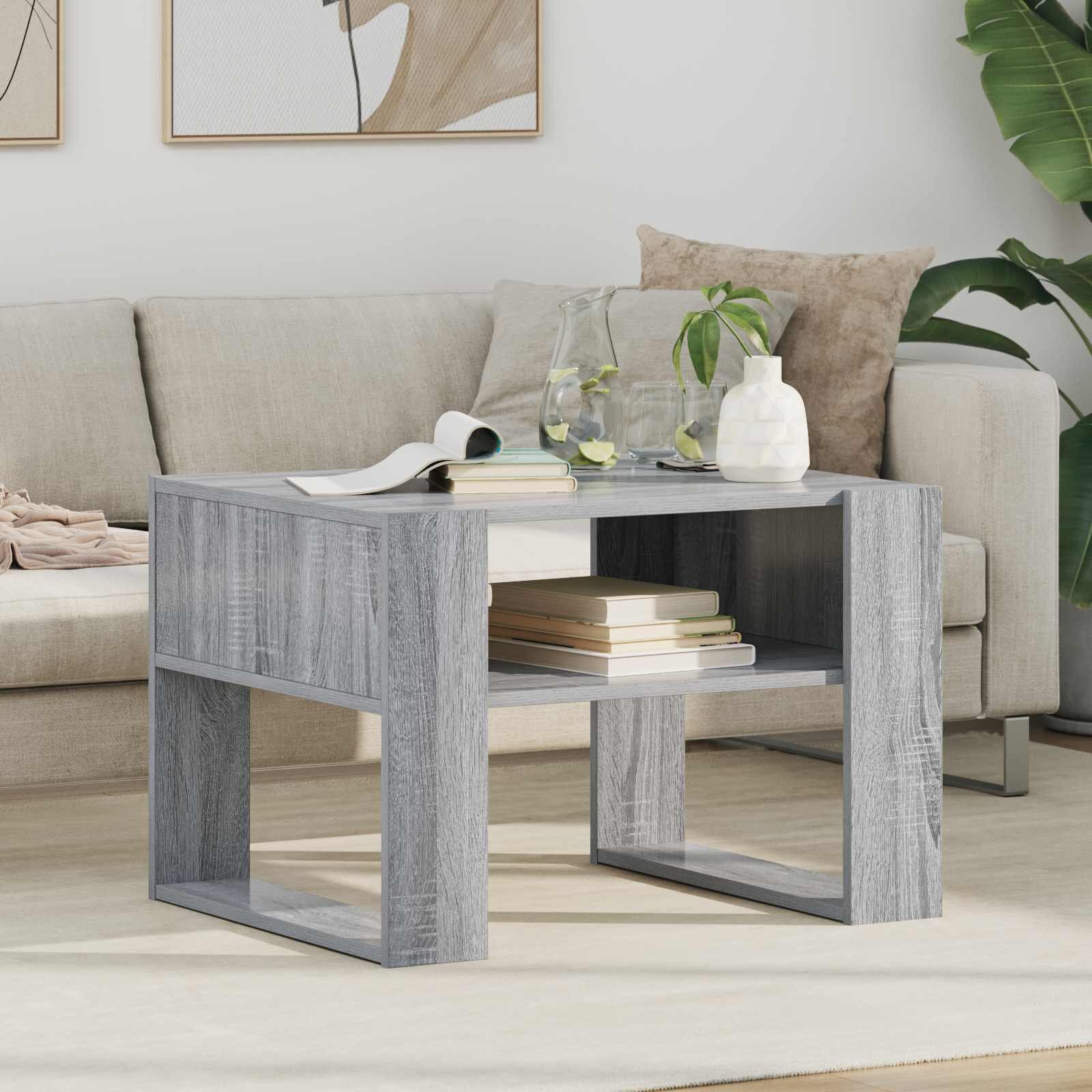 vidaXL Масичка за кафе Сив Сонома 66 x 53 x 45 см Инженерна дървесина