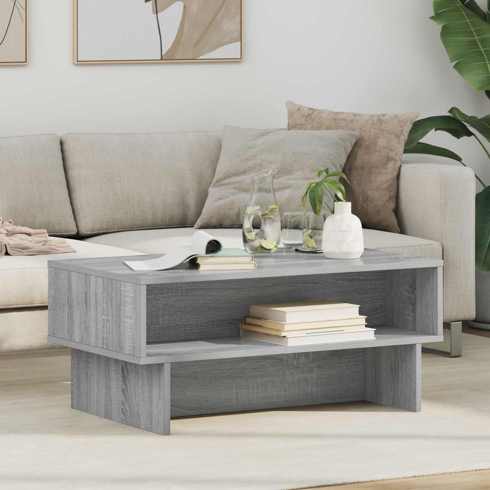 vidaXL Масичка за кафе Сив Сонома 80 x 46 x 35 см Инженерна дървесина